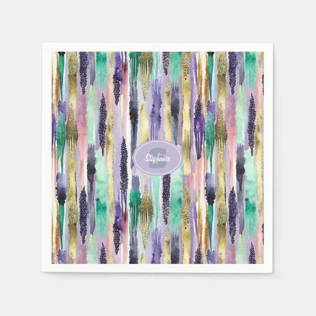 Vibrant Vertical Brushstroke Pattern (1) Napkin (Front)