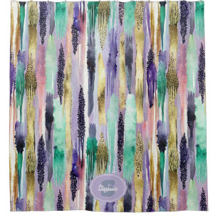 Vibrant Vertical Brushstroke Pattern (1) Shower Curtain