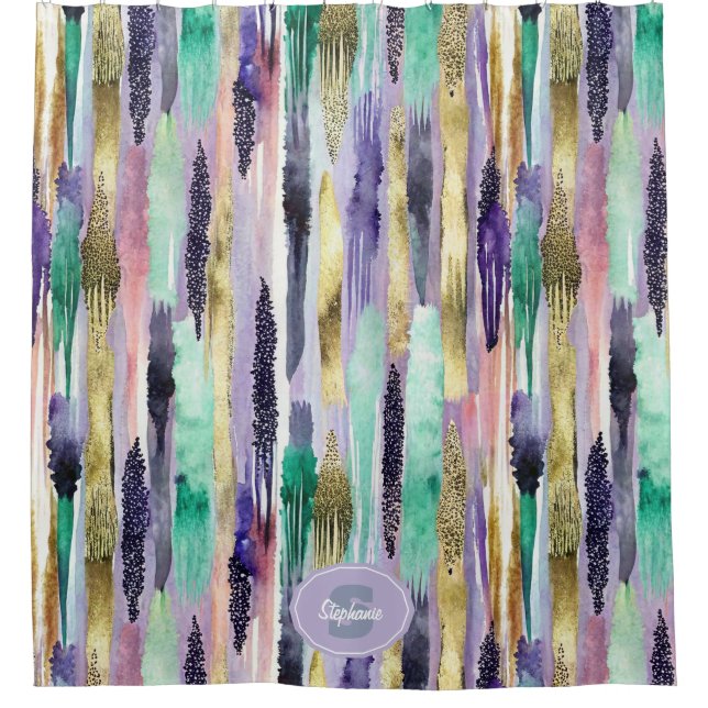 Vibrant Vertical Brushstroke Pattern (1) Shower Curtain (Front)