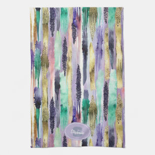Vibrant Vertical Brushstroke Pattern (1) Tea Towel