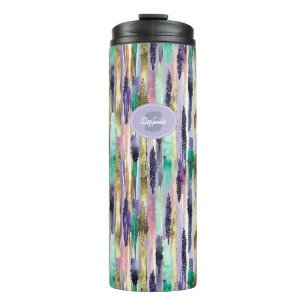 Vibrant Vertical Brushstroke Pattern (1) Thermal Tumbler