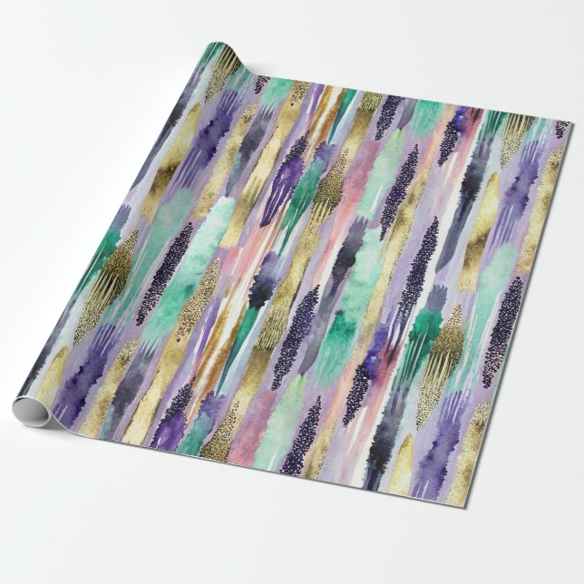 Vibrant Vertical Brushstroke Pattern (1) Wrapping Paper (Unrolled)