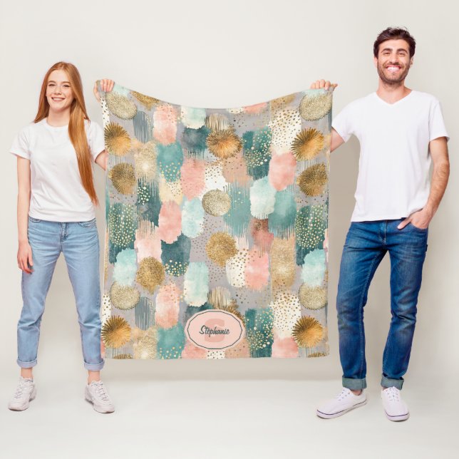 Vibrant Vertical Brushstroke Pattern (2) Fleece Blanket (In Situ)