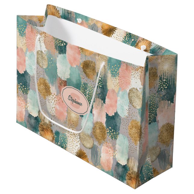 Vibrant Vertical Brushstroke Pattern (2) Large Gift Bag (Front Angled)