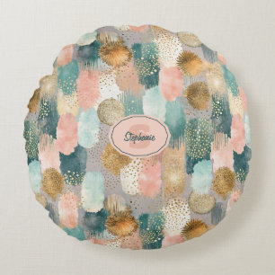 Vibrant Vertical Brushstroke Pattern (2) Round Cushion