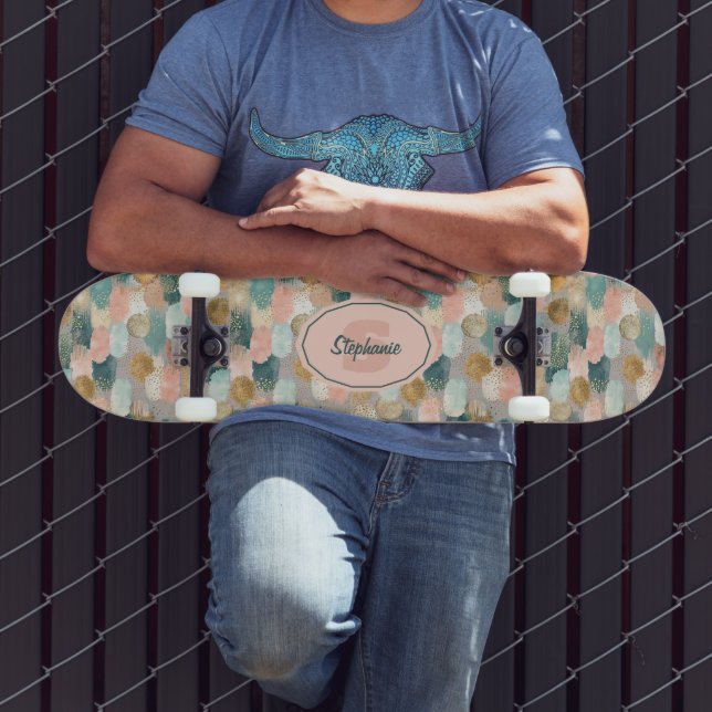 Vibrant Vertical Brushstroke Pattern (2) Skateboard (Outdoor 3)