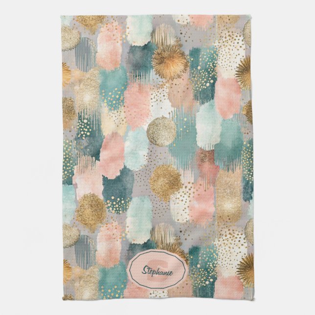 Vibrant Vertical Brushstroke Pattern (2) Tea Towel (Vertical)