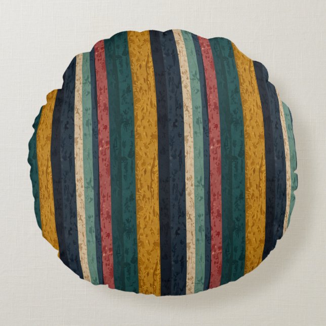 Vibrant Vertical Stripes Round Cushion (Front)