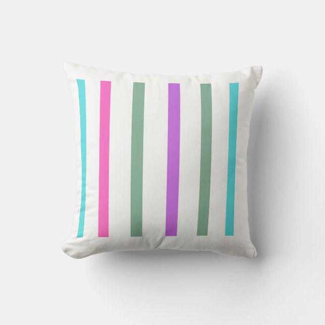  Vibrant Vertical Stripes Square Pillow (Front)