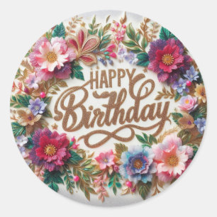 Vibrant vibes floral Birthday sticker