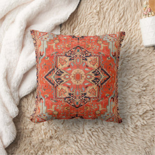 Vibrant Vibes Orange Oriental Boho Moroccan Style Cushion