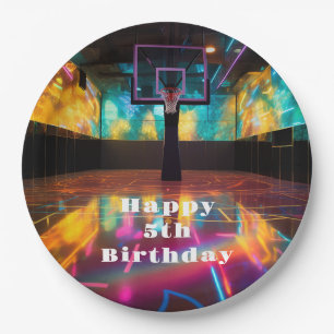 Vibrant Victory Basketball Party  Paper Plate