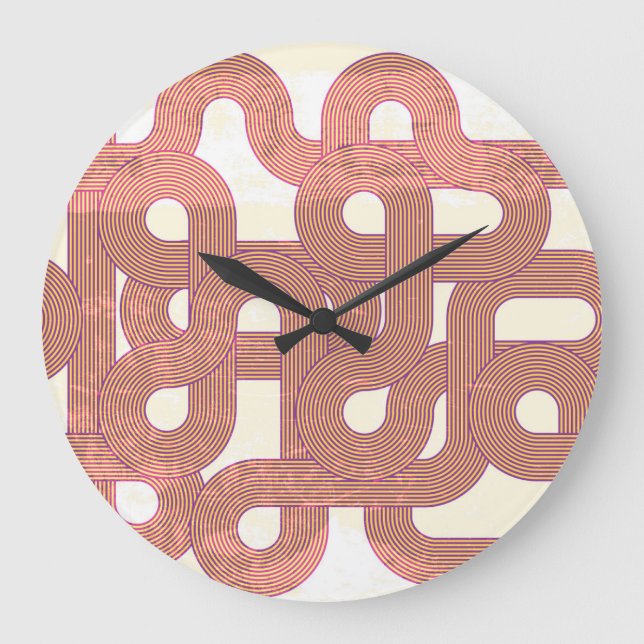 Vibrant Vintage: Abstract Colourful Lines Large Clock (Front)