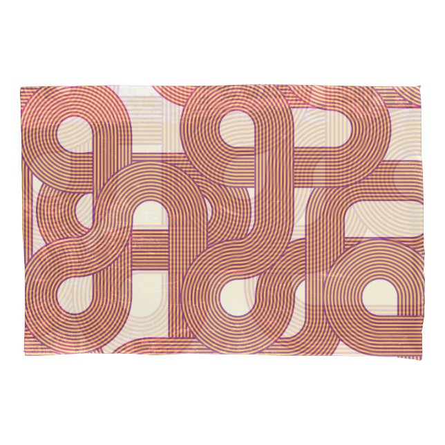 Vibrant Vintage: Abstract Colourful Lines Pillowcase (Front)