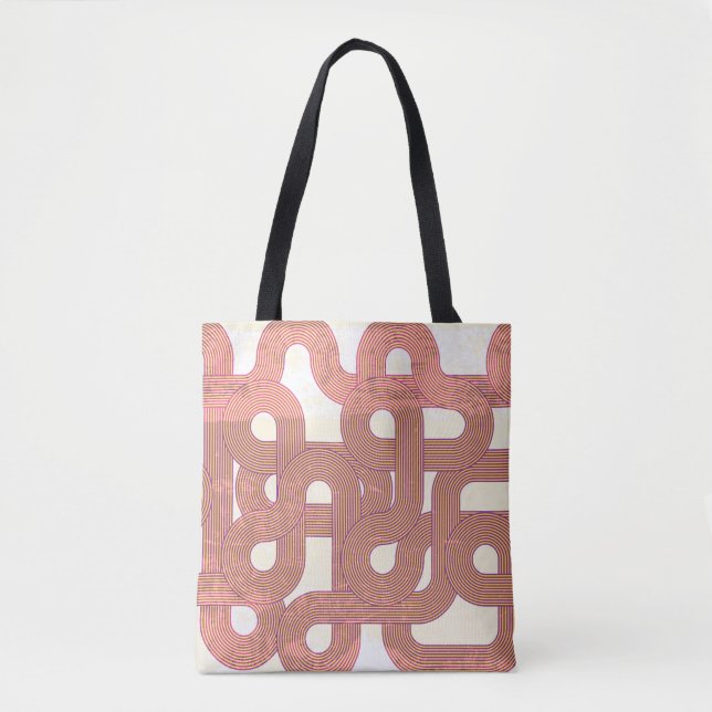 Vibrant Vintage: Abstract Colourful Lines Tote Bag (Front)
