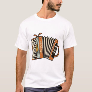 Vibrant Vintage Accordion Illustration with Floral T-Shirt