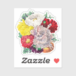 Vibrant Vintage Botanical Wildflower Bouquet