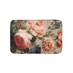 Vibrant Vintage Floral Arrangement Bath Mat