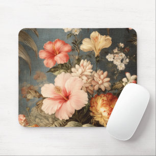 Vibrant Vintage Floral Arrangement Mouse Pad