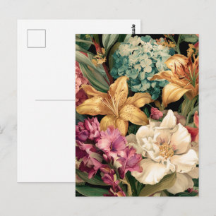 Vibrant Vintage Floral Arrangement Postcard