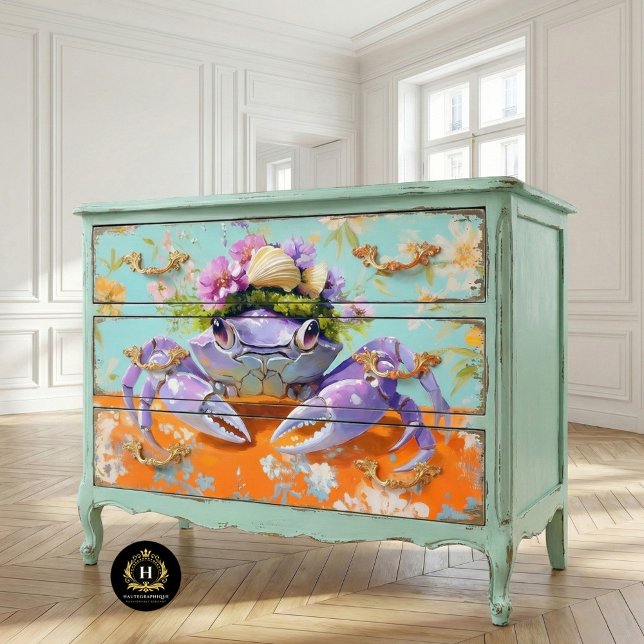 Vibrant Vintage Floral Crab Decoupage Tissue Paper (Creator Uploaded)