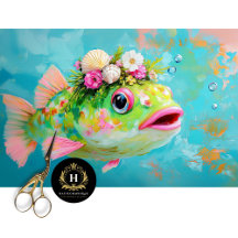 Vibrant Vintage Floral Fish Decoupage