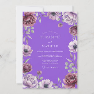 Vibrant Violet Anemone Wedding Invitation