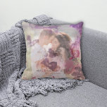 Vibrant Violet Garden Photo Overlay  Cushion<br><div class="desc">An elegant violet floral overlay with photo and modern script.  Easily personalise with your name,  date,  and picture photo to make it your own.  an awesome gift idea for the newlyweds,  anniversary,  and much more</div>