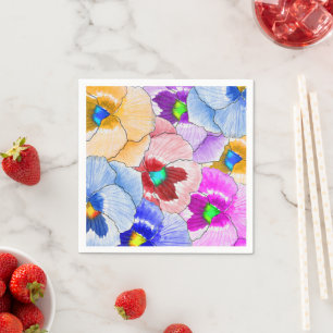 Vibrant violets floral pattern napkin