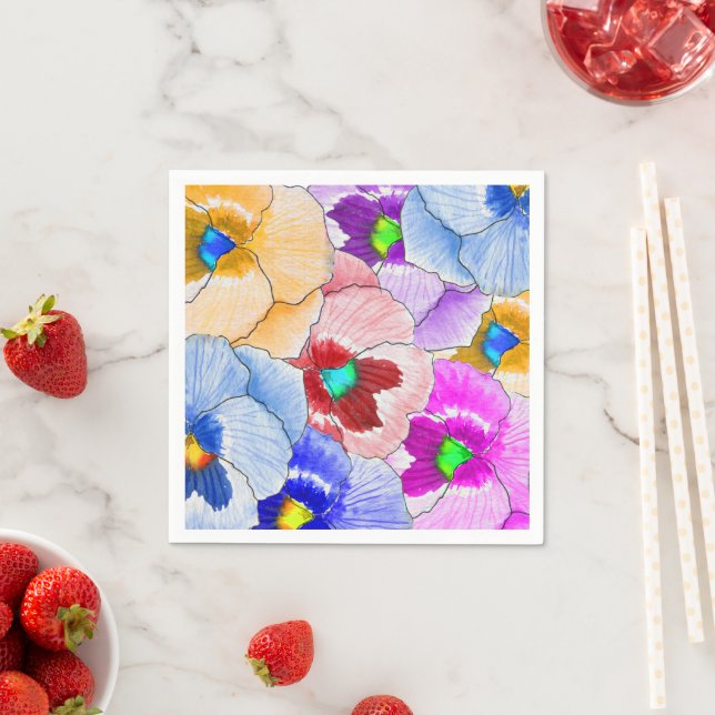 Vibrant violets floral pattern napkin (Insitu)