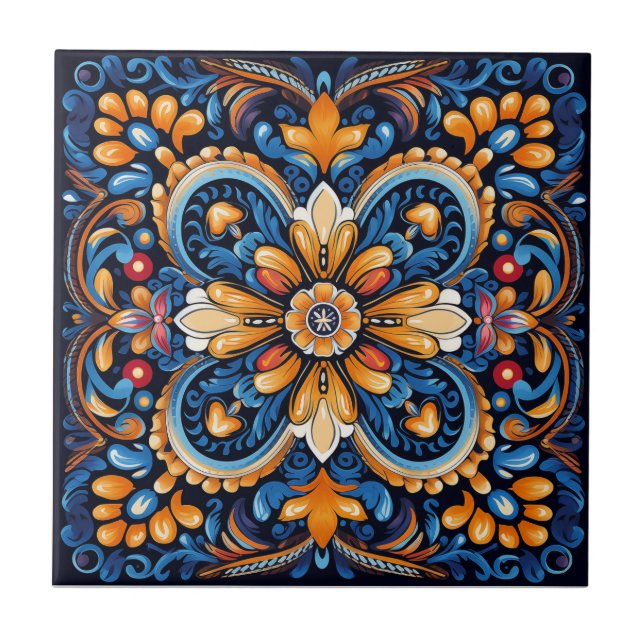 Vibrant Visions: AI-Crafted Mexican Tile - #1 (Front)