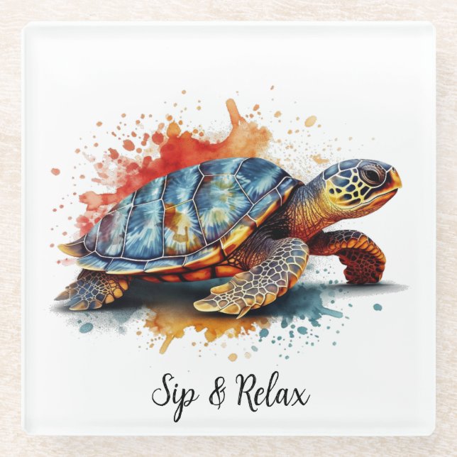 Vibrant Voyager, custom Glass Coaster (Front)