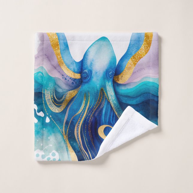 Vibrant Water Colour Octopus Wash Cloth (Wash Cloth)