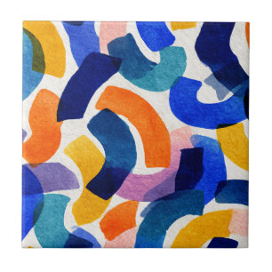 Vibrant Watercolor Abstract Modern Artistic Ceramic Tile