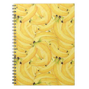Vibrant Watercolor Banana Tropical Fruit Pattern Notebook