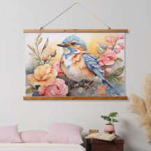 Vibrant Watercolor Bird Floral Art Nature Inspired