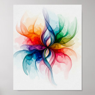 Vibrant Watercolor Bloom - Abstract Floral Art Poster