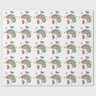 Vibrant Watercolor Chameleon Wrapping Paper