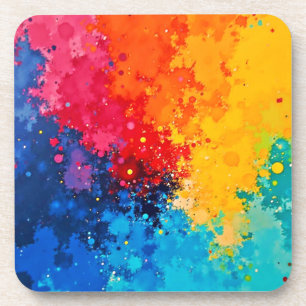 Vibrant Watercolor Chaos Art Coaster
