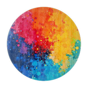 Vibrant Watercolor Chaos Art Cutting Board