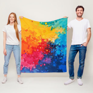 Vibrant Watercolor Chaos Art Fleece Blanket