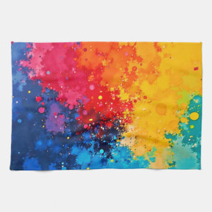 Vibrant Watercolor Chaos Art Tea Towel