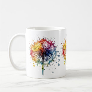 Vibrant Watercolor Dandelion Coffee Mug