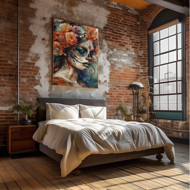 Vibrant Watercolor Dia de los Muertos Catrina Poster (Creator Uploaded)