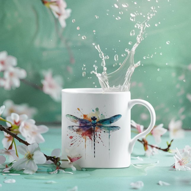 Vibrant Watercolor Dragonfly Coffee Mug (Creator Uploaded)