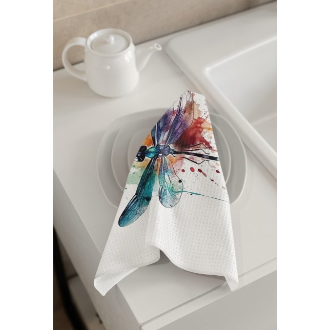 Vibrant Watercolor Dragonfly Tea Towel (Creator Uploaded)