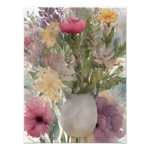 Vibrant Watercolor Floral Arrangement Photo Print