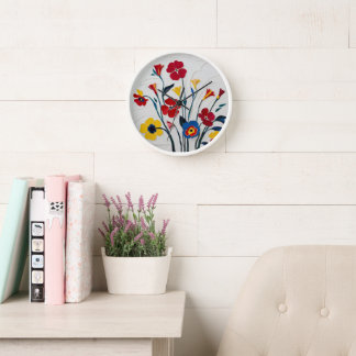 Vibrant Watercolor Floral Art Clock