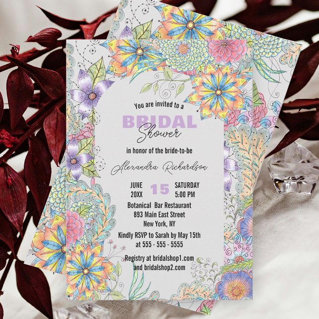 Vibrant Watercolor Floral Botanical Bridal Shower Invitation (Creator Uploaded)