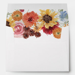 Vibrant Watercolor Floral Bridal Shower Wedding Envelope